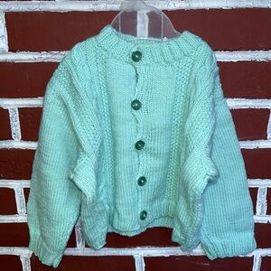 Handmaid knit baby blue cardigan with buttons